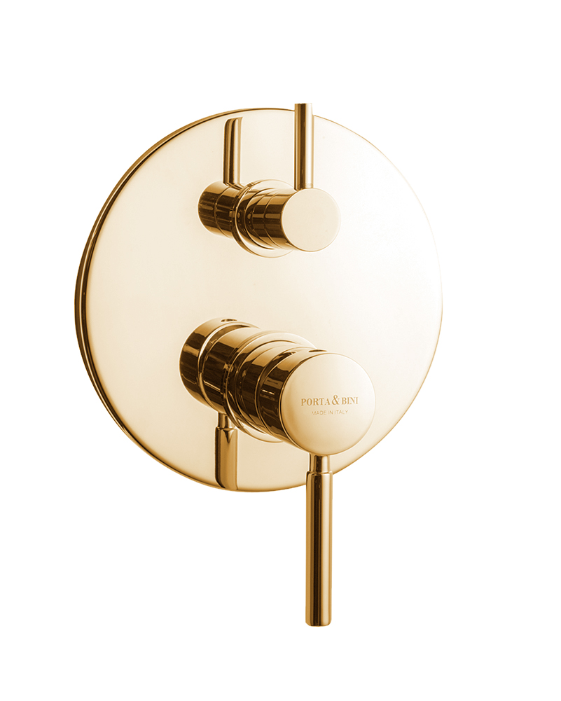 built in shower mixer Form A with diverter, 3 water outlets, gold