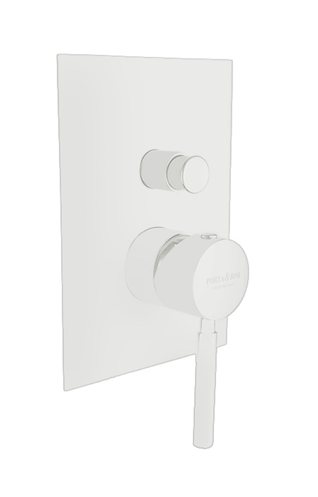 Built-in shower mixer with
diverter invisible gasket square
plate, mat white