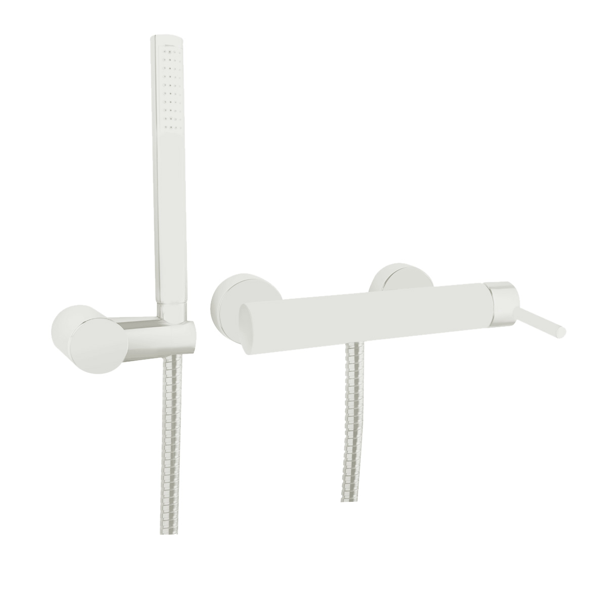 single lever shower mixer Form A, with hand shower, mat white finish