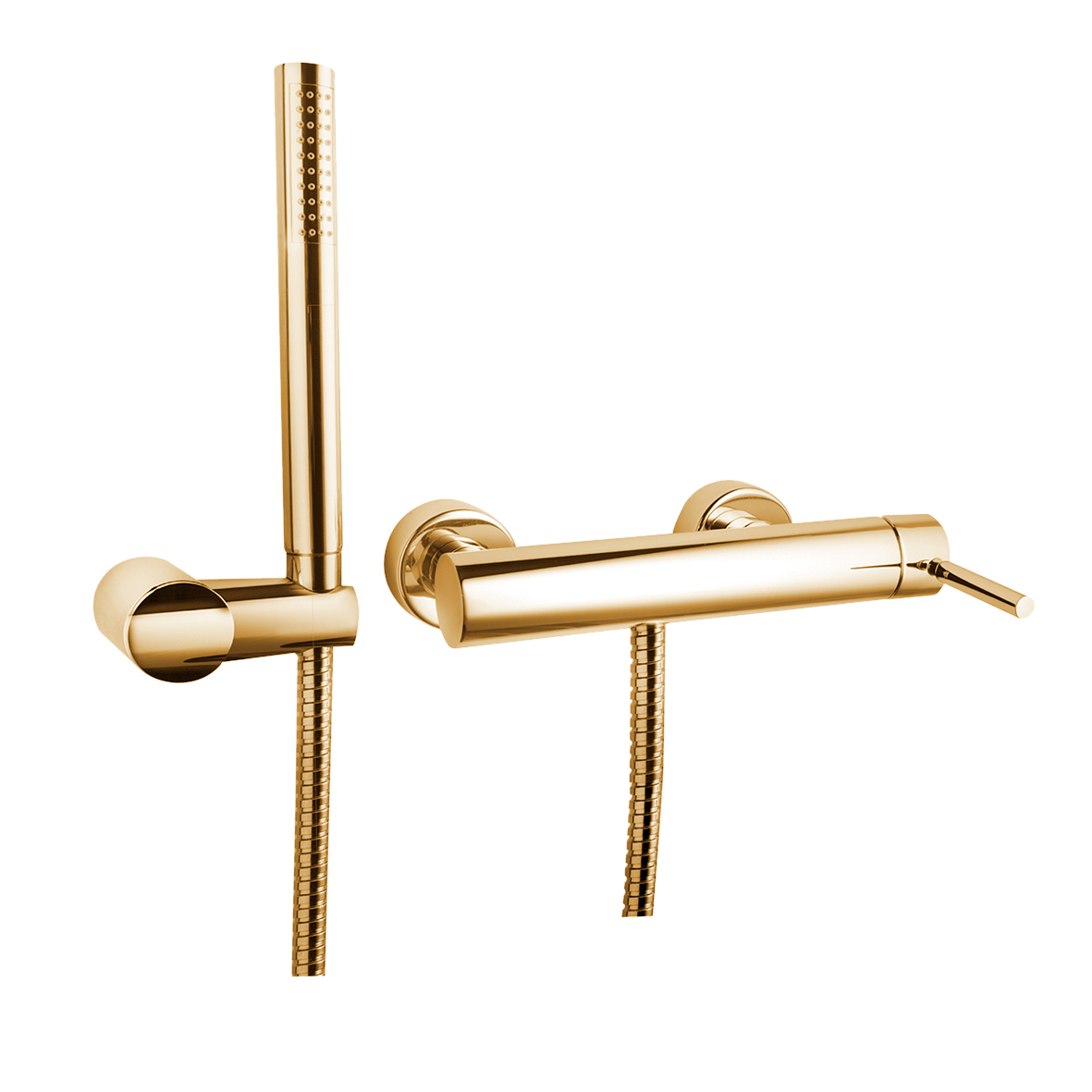 single lever shower mixer Form A, with hand shower, gold finish