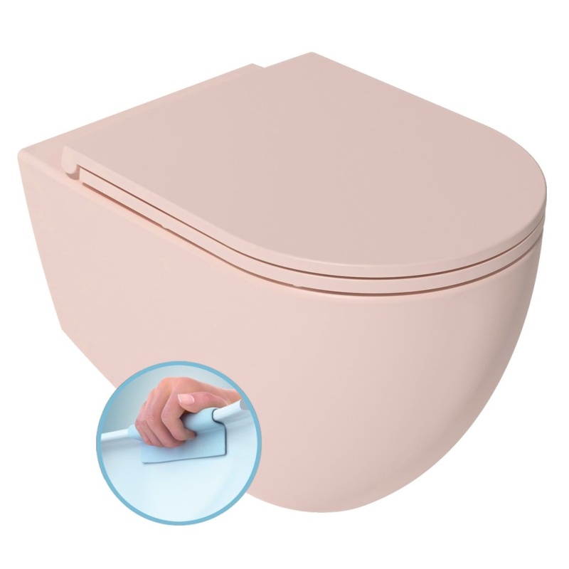 Rimless seina wc pott Infinity 36.5x53 cm, matt roosa