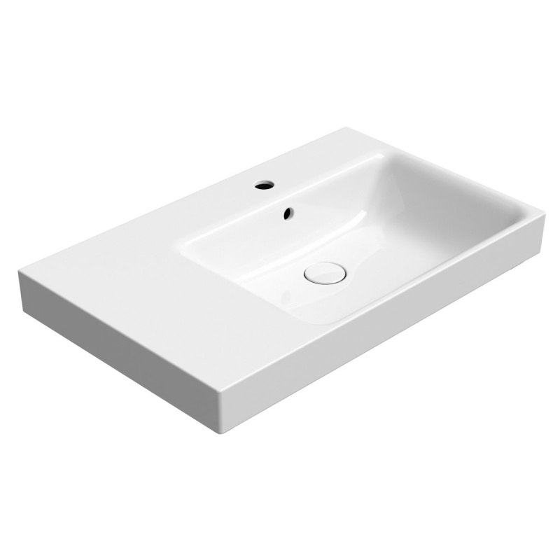 valamu NUBES 80x50cm,  L,  valge ExtraGlaze