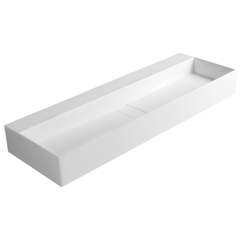 kivimassist valamu ilma segistiavata Cubis 120x40 cm, valge