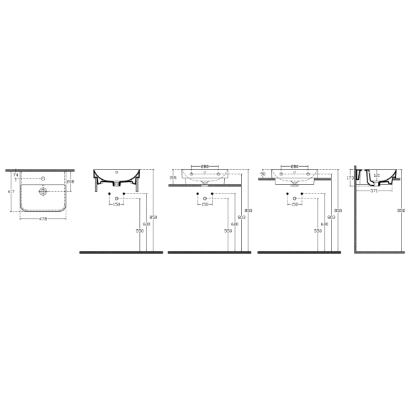 valamu Sott Aqua 48x42 cm