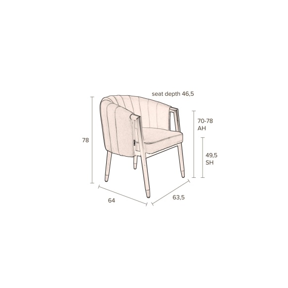 käsinojallinen tuoli Tammy, Caramel (fire retardant)