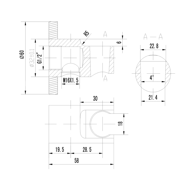 ümar käsidušihoidja / vee väljavõtt, kroom