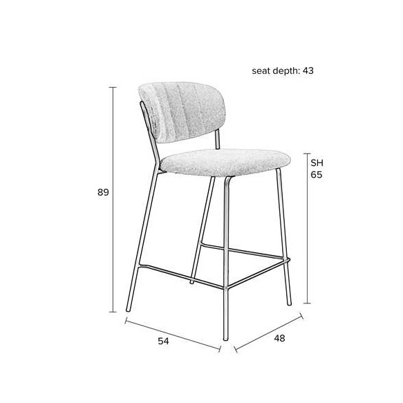 Madal baaritool Jolien Black/Bouclé