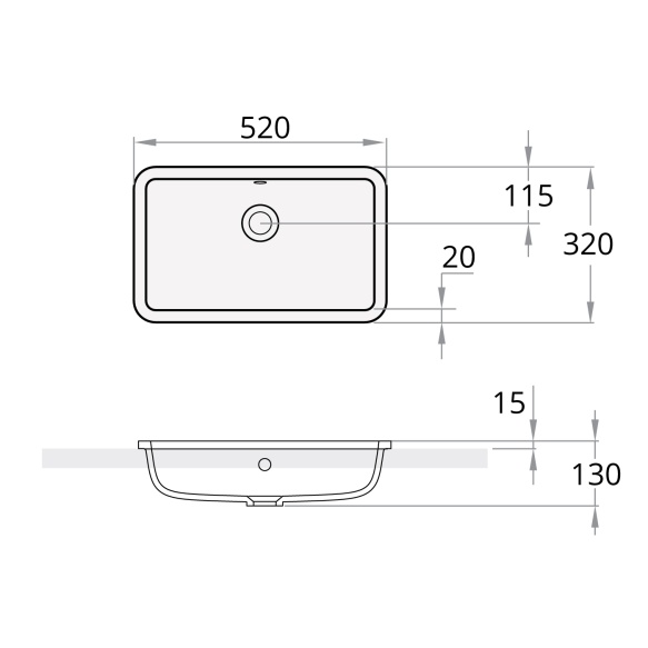 süvistatav silkstone valamu Opus In, tööpinnale, matt valge