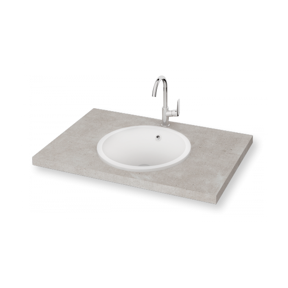 süvistatav silkstone valamu Round In, tööpinnale, matt valge