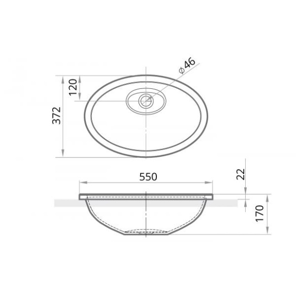 süvistatav silkstone valamu Ovo In, tööpinnale, matt valge
