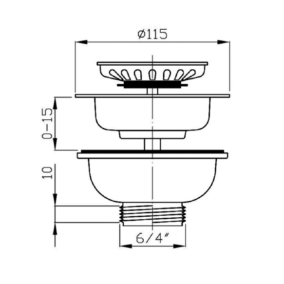 suletav köögivalamu põhjaklapp 6/4"
