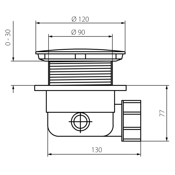 Suihkualtaan pohjaventtiili Interia VR836N, Ø 90mm, mattamusta