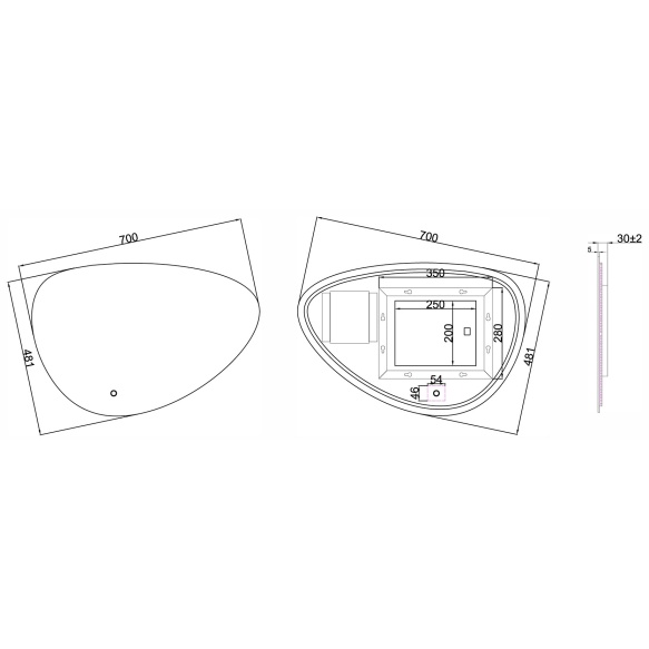 LED peili Uovo 70x48 cm, himmennettävä, "antifog"