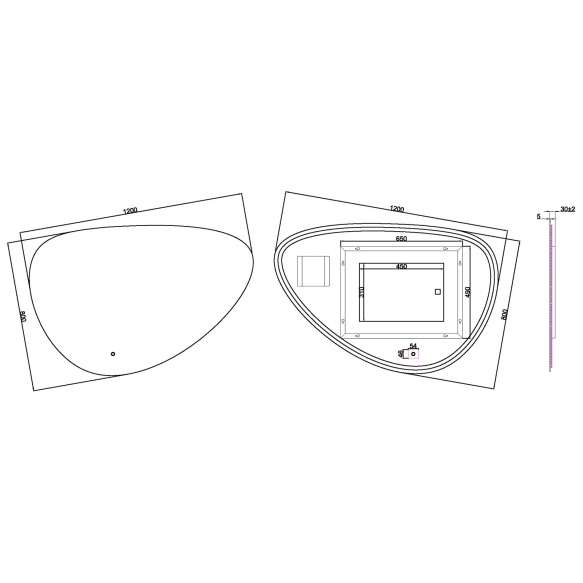 LED peili Uovo 120x80 cm, himmennettävä, "antifog"