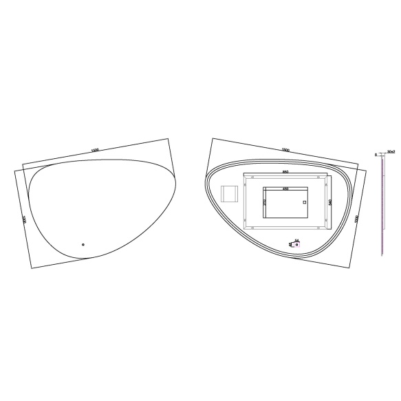 LED peili Uovo 150x100 cm, himmennettävä, "antifog"