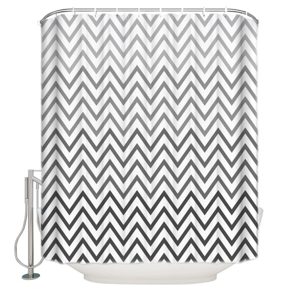 tekstiili suihkuverho BW Zigzag 183x200 cm + suihkuverhon rengassetti