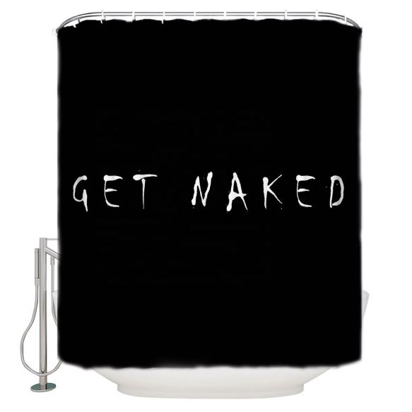 tekstiili suihkuverho Get Naked 183x200 cm + suihkuverhon rengassetti