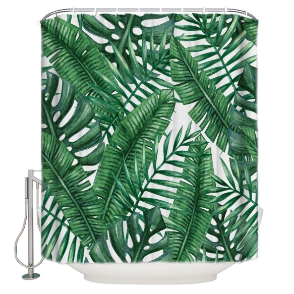 tekstiili suihkuverho Jungle 183x200 cm + suihkuverhon rengassetti