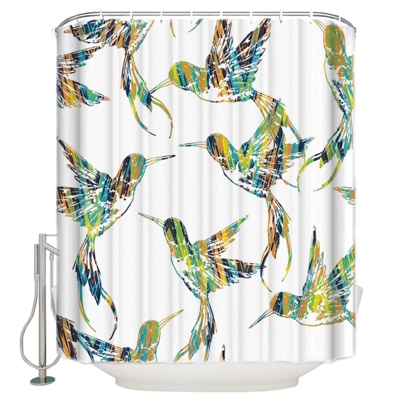 tekstiili suihkuverho Birdies 2, 183x200 cm + suihkuverhon rengassetti
