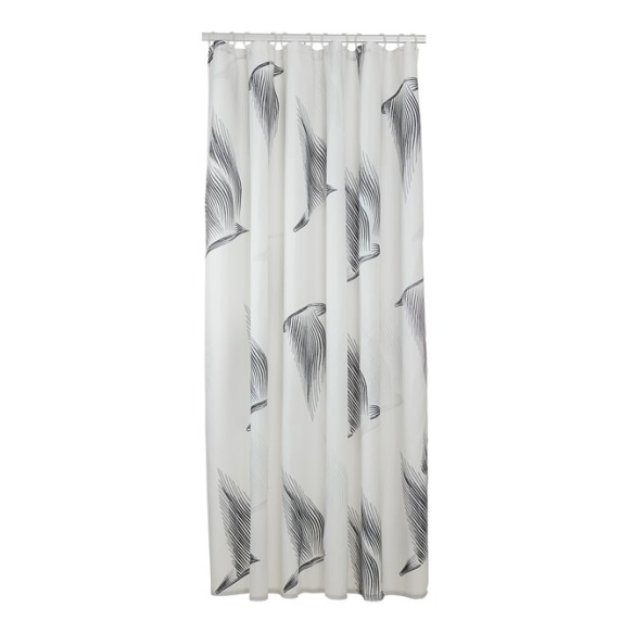 tekstiilist dušikardin 180x200 cm Birds, Black/White
