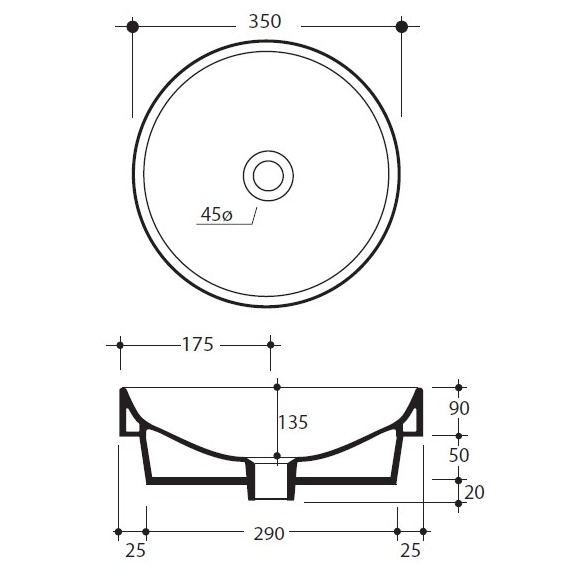 Valamu tööpinnale 35x14 cm, matt pruun