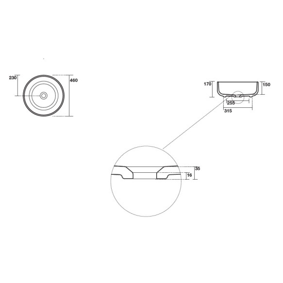 Valamu tööpinnale C2 46x17 cm, matt beež
