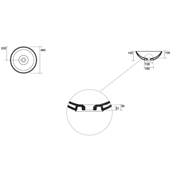 Valamu tööpinnale C2 46x15 cm, valge Tech (antibakteriaalne pind)