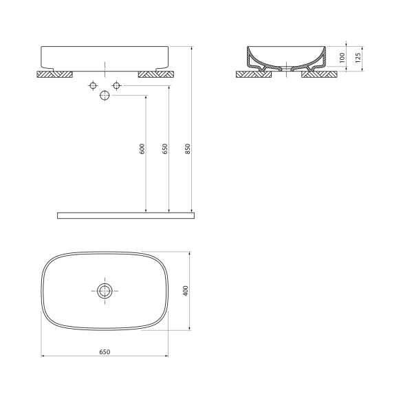 valamu töötasapinnale MATTEO 65x40cm,  green matt