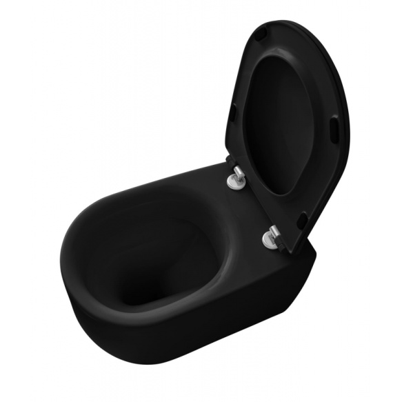 komplekt:wc raam OLI 885052 + loputusnupp OLI 659056 + rimless seina wc pott Nolita, matt must 531431T + soft close iste 539131