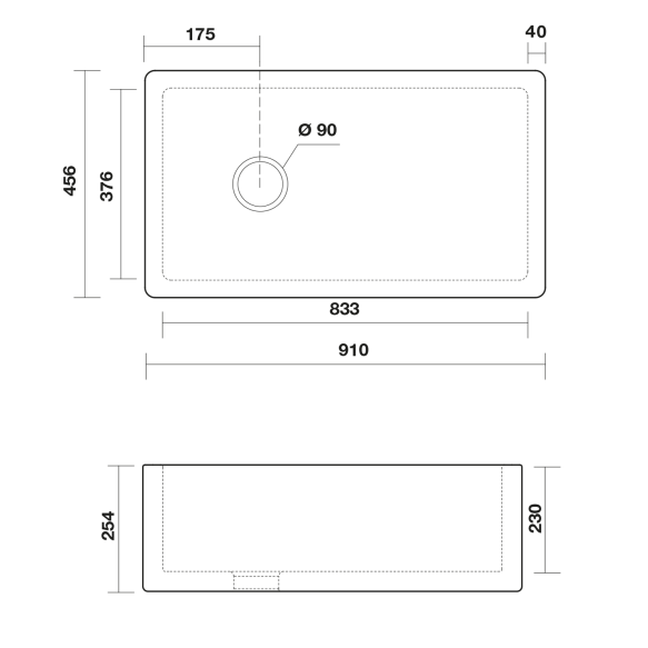 keraamiline köögivalamu Essex 91x45.6 cm, valge