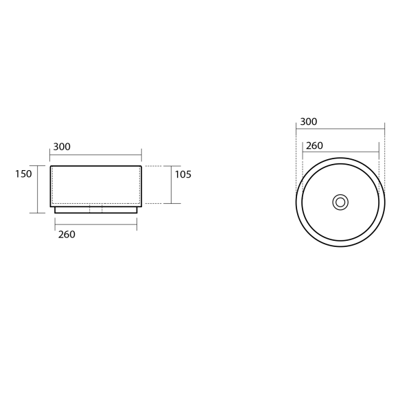 valamu tööpinnale Oke 30 cm, must matt