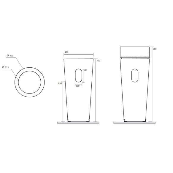 eraldiseisev valamu Oke 40, äravool seina, valge