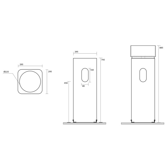 eraldiseisev valamu Hako 30x30, äravool seina, matt valge