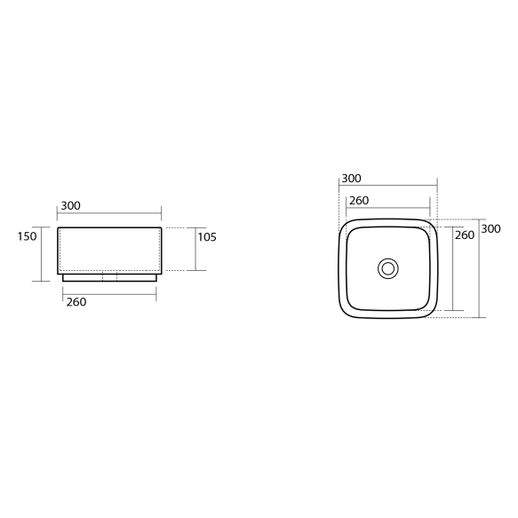 valamu tööpinnale Hako 30x30 cm, must matt