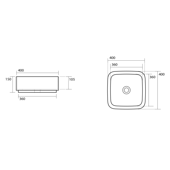 valamu tööpinnale Hako 40x40 cm, must matt