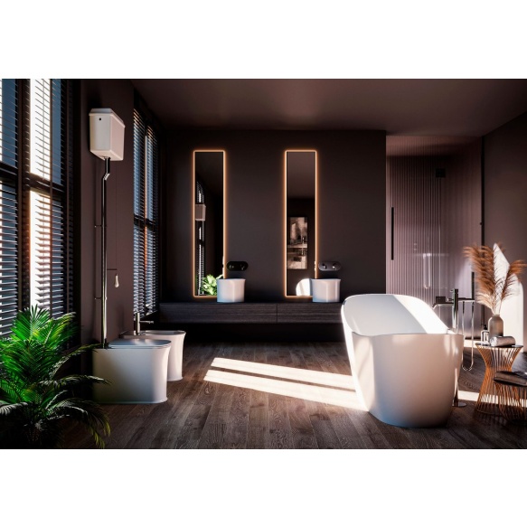 põrandapealne wc pott New Yorker seinapealse loputuspaagiga ühendamiseks, valge