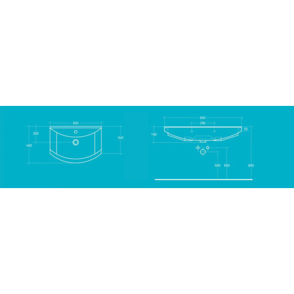 mööblivalamu Zero 65x46 cm