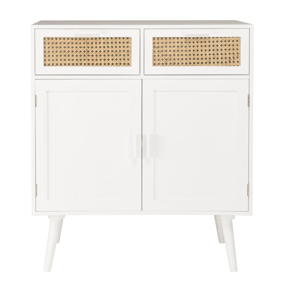 Kummut, 2 sahtlit + 2 ust, valge + rotang