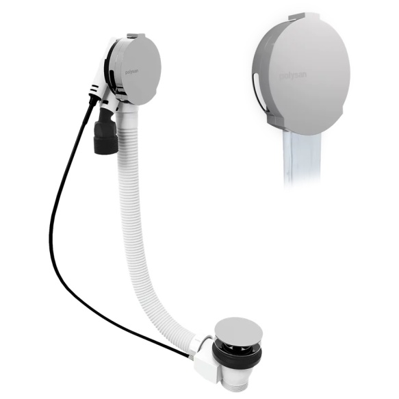 vannisifoon vanni veega täitmise funktsiooniga (L) 800mm, Plug 72mm, kroom