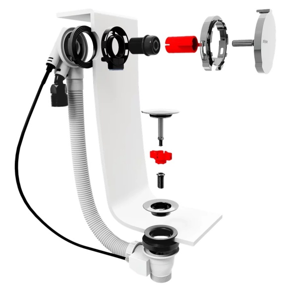 vannisifoon vanni veega täitmise funktsiooniga (L) 800mm, Plug 72mm, kroom