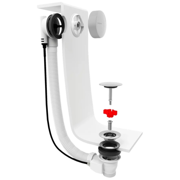 vannisifoon (L) 1200mm, Plug 72mm, kroom