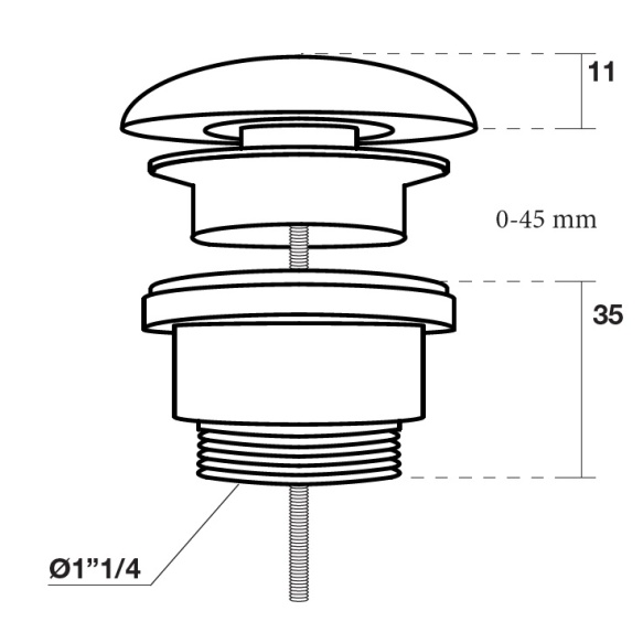 Kerasan keraamilise korgiga suletav põhjaklapp 5/4´´, valge