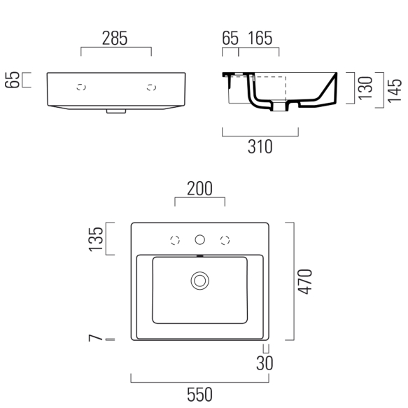 poolsüvistatav valamu KUBE X 55x47cm,  ilma segistiavata,  valge ExtraGlaze