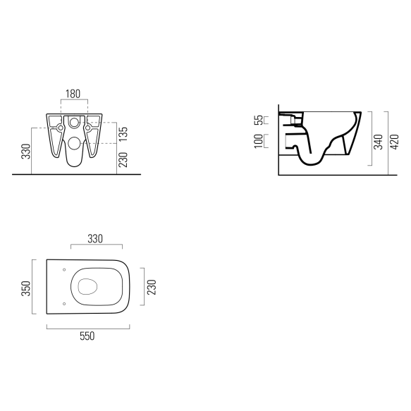seina wc Nubes Swirlflush, 35x55 cm, valge ExtraGlaze