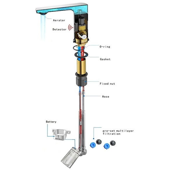 sensoriga valamusegisti temperatuuri reguleerimisega, 6V DC (4xAA), chrome