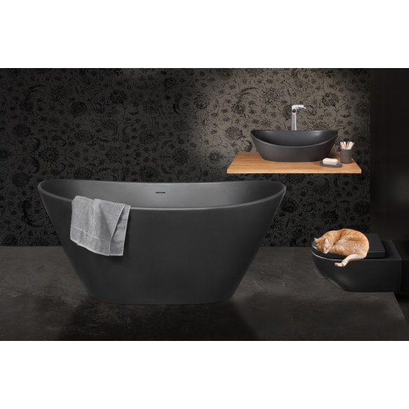 Silkstone kivimassist vann Amore, peidetud sifoon/ülevooluga, matt grafiit