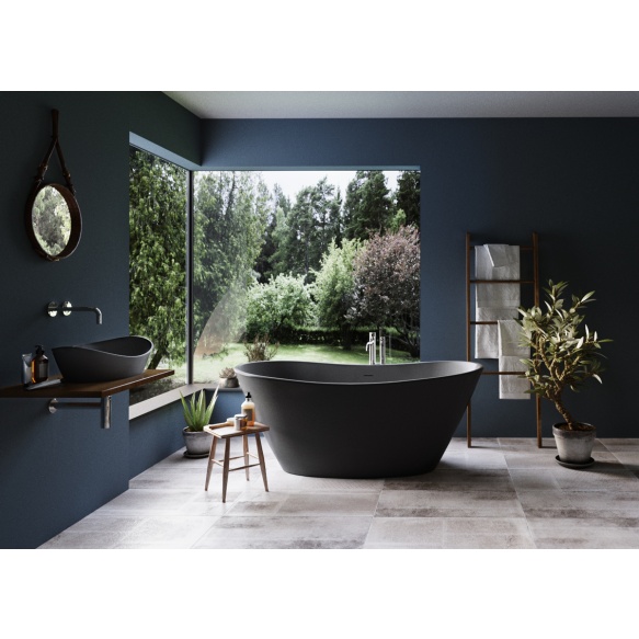 Silkstone kivimassist vann Amore, peidetud sifoon/ülevooluga, matt grafiit