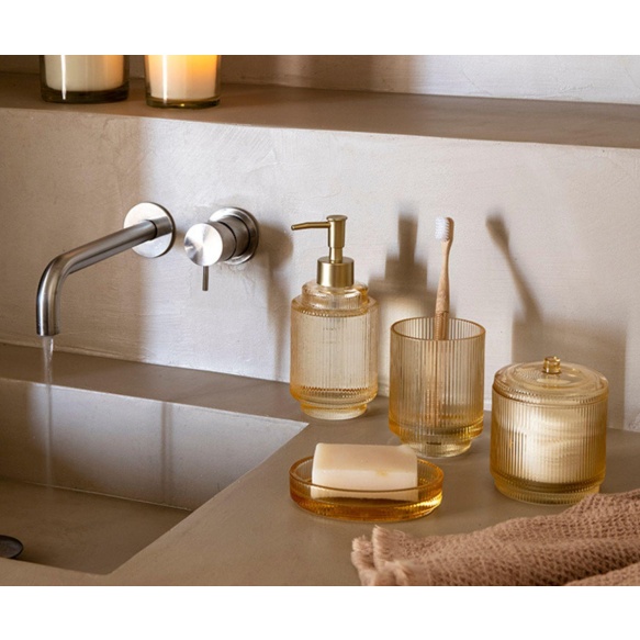 kollane klaasist seebidosaator 7.5x18 cm