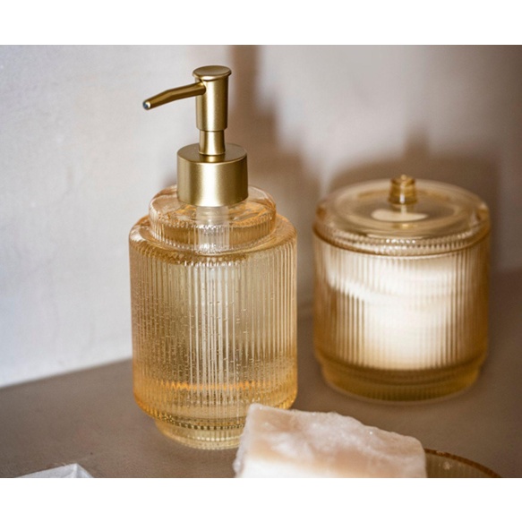 kollane klaasist seebidosaator 7.5x18 cm