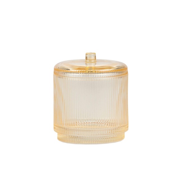 kollane klaasist kaanega tops 8x10 cm